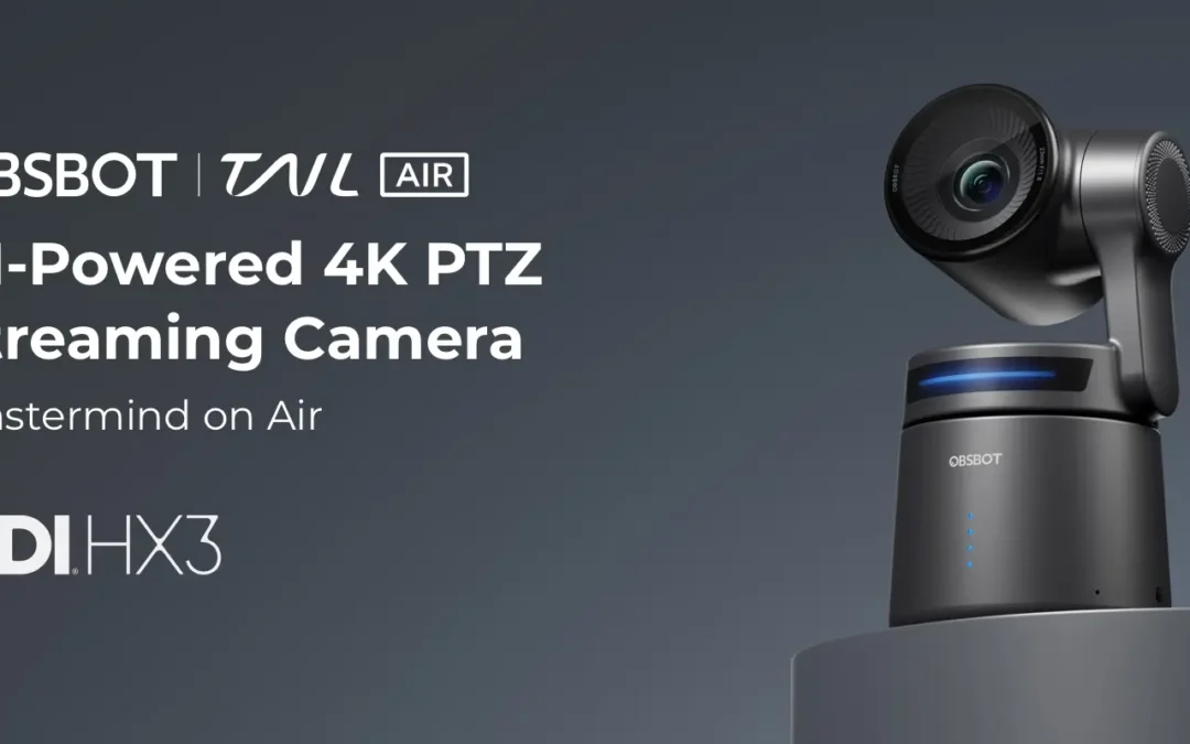 OBSBOT Tail Air Live Webcam featuring 4K UHD video quality, AI tracking, and sleek, portable design for streamers and content creators.