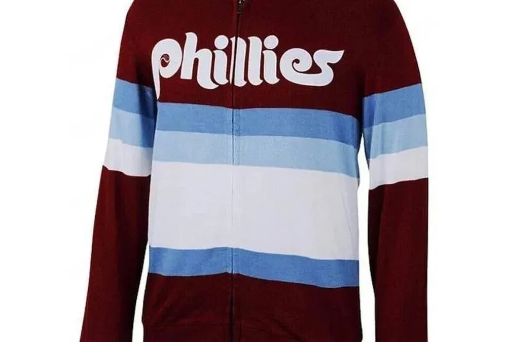 Classic Phillies crew neck sweatshirt with the team logo, perfect for baseball fans